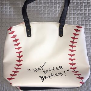Betsey Johnson Baseball “Hey Batter” Tote Hans Bag